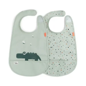 Done by Deer - Lätzchen mit Klettverschluss 2-er Pack Croco Green