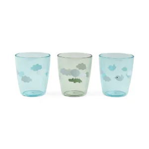 Done by Deer Yummi mini Glas 3-er Pack happy clouds - green